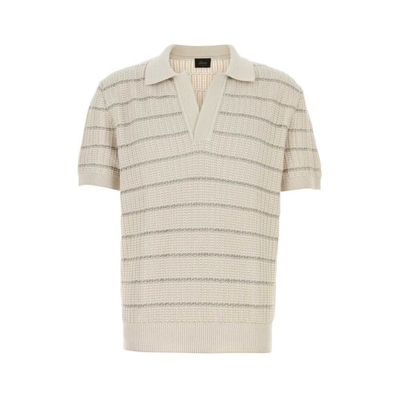 Brioni Men Embroidered Cotton And Linen Polo Shirt